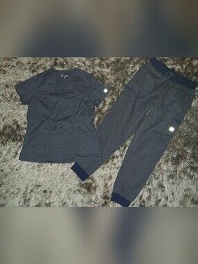 Butter-Soft Blue Denim Jogger Scrub Set Medium